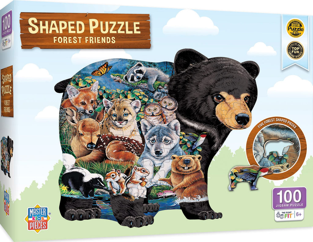 MasterPieces Forest Friends 100-Piece Shaped Jigsaw Puzzle for Kids – 14x19 Inches with Fun Facts