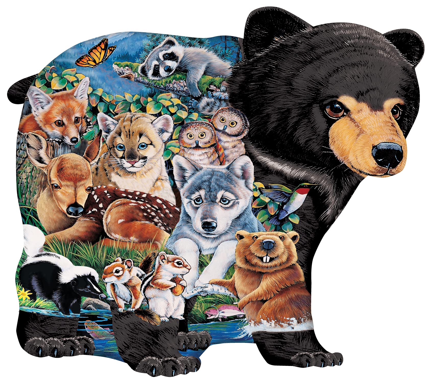 MasterPieces Forest Friends 100-Piece Shaped Jigsaw Puzzle for Kids – 14x19 Inches with Fun Facts