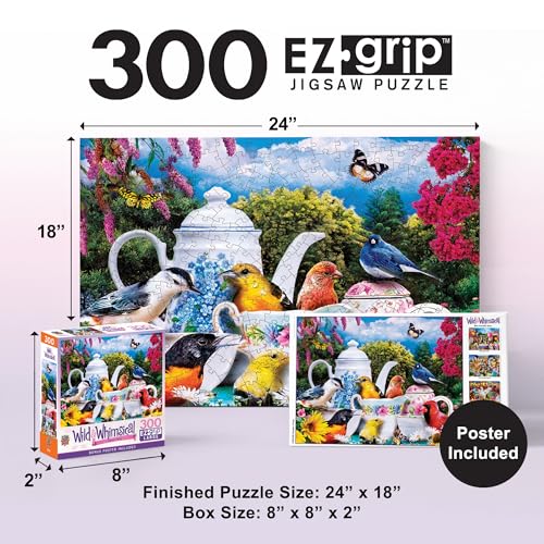 Masterpieces Garden Party 300-Piece EZ Grip Jigsaw Puzzle – Extra Large Pieces, 18x24 Inches