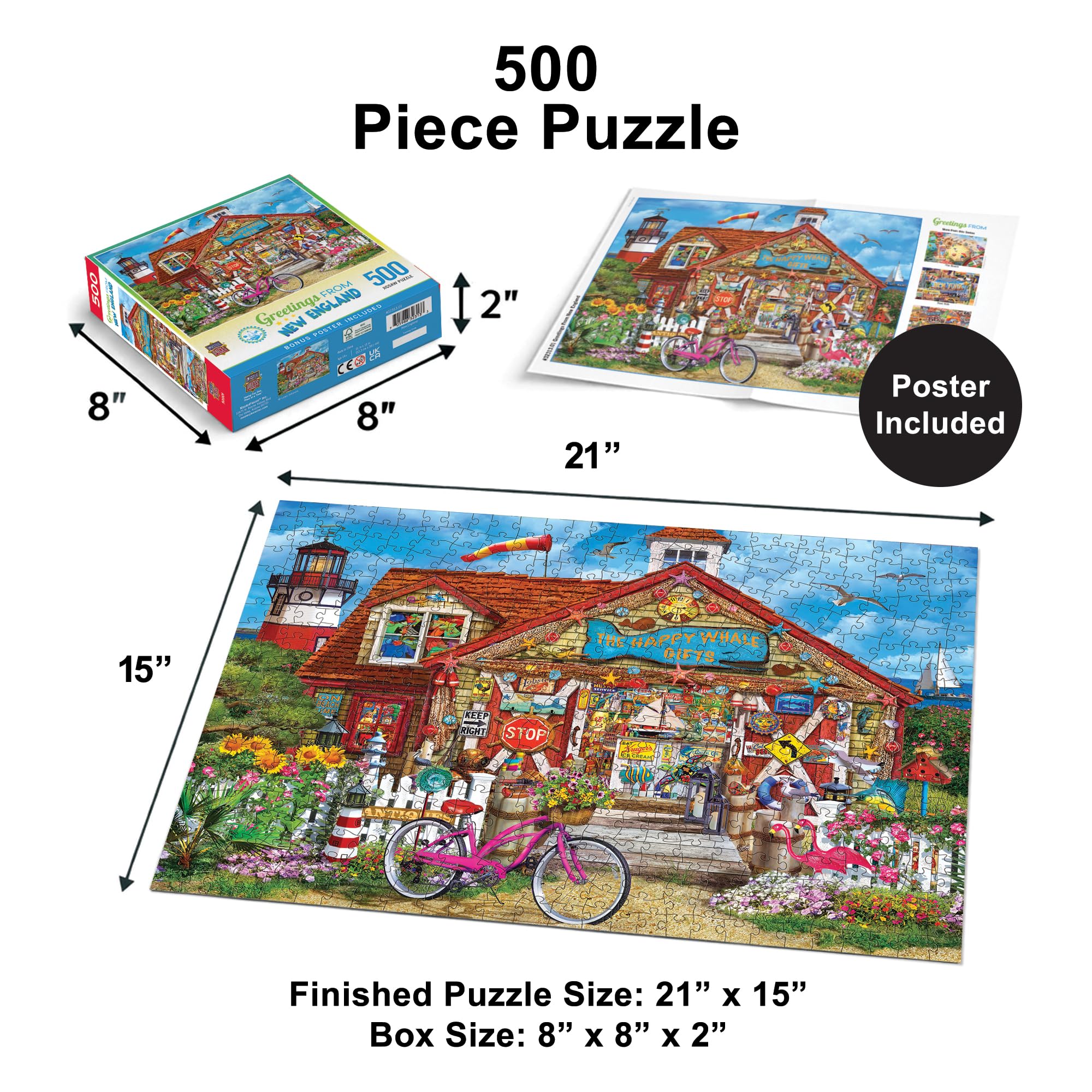 MasterPieces Greetings from New England 550 Piece Jigsaw Puzzle – 18x24 Inch, Recycled Materials