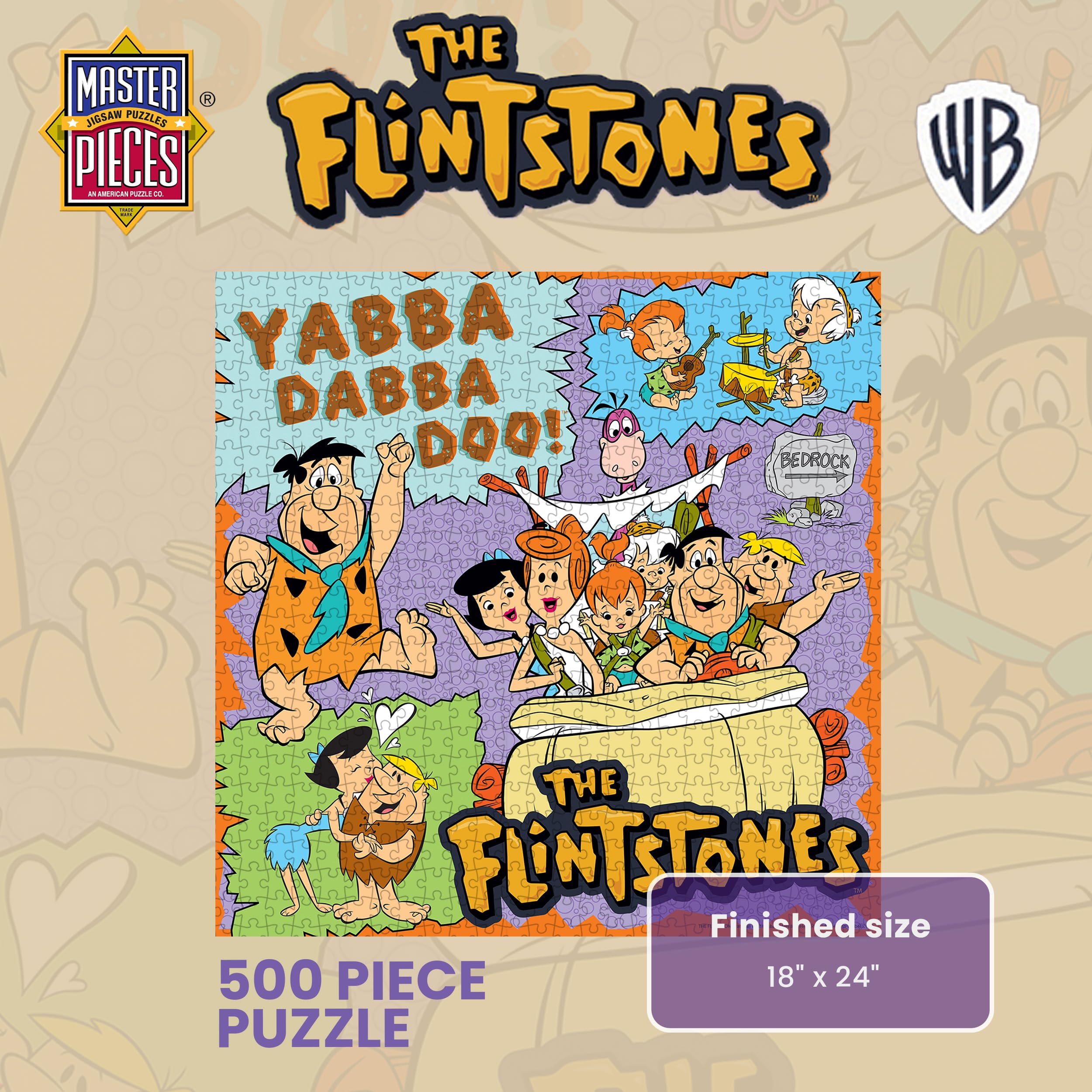MasterPieces Hanna-Barbera Flintstones 500-Piece Jigsaw Puzzle - Officially Licensed
