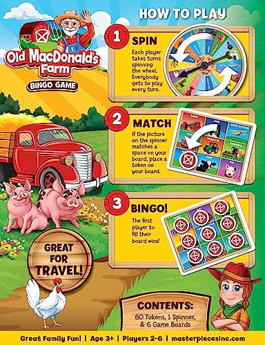 MasterPieces Old MacDonald's Farm Bingo Game – Fun for Kids Ages 3+