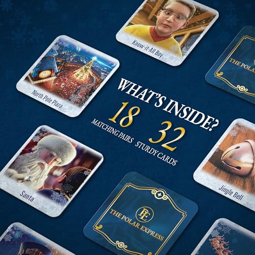 MasterPieces Polar Express Matching Game – 18 Pairs of Memory Cards for Kids Ages 3+