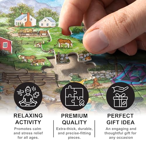 MasterPieces Roadside Gossip 550 Piece Folk Art Jigsaw Puzzle – 15x21 Inch, Recycled Materials