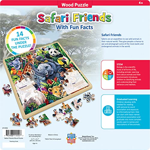 Masterpieces Safari Friends 48-Piece Wooden Jigsaw Puzzle with Hidden Fun Facts