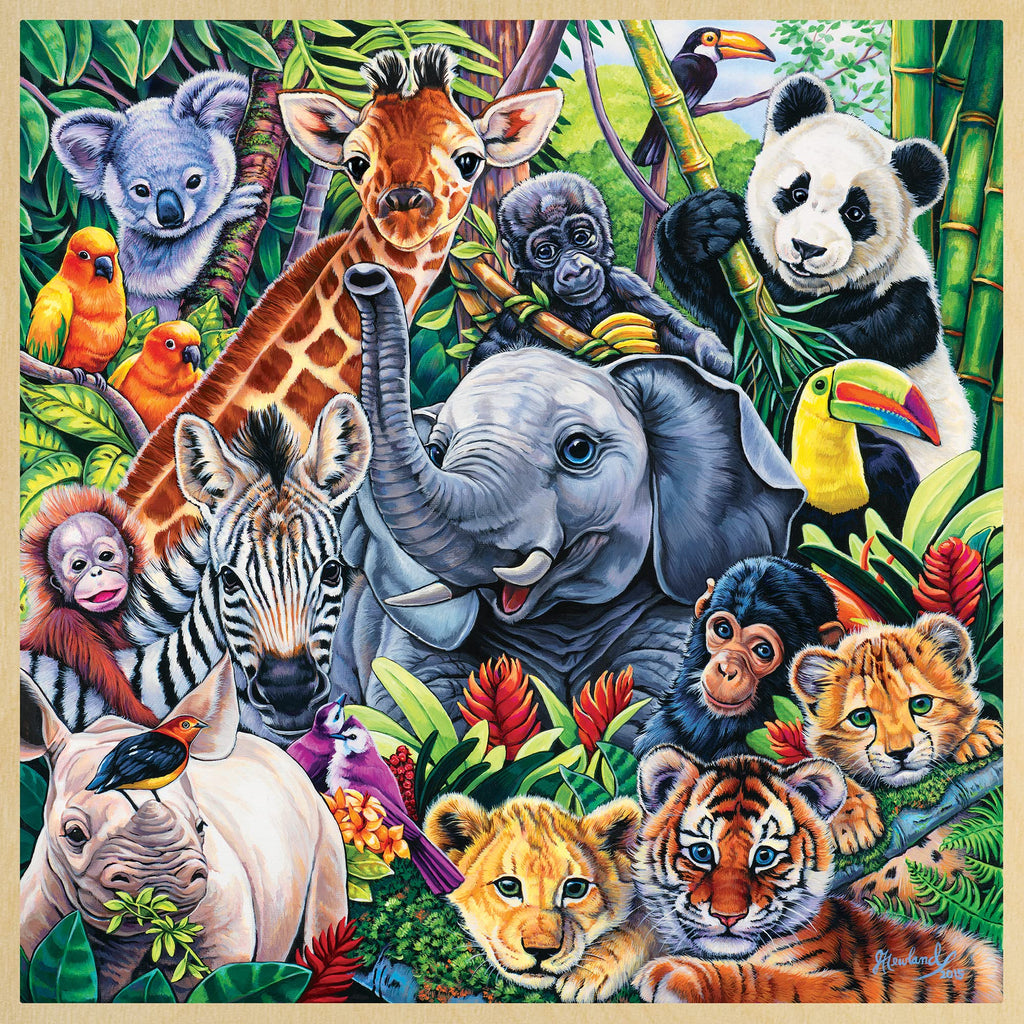 Masterpieces Safari Friends 48-Piece Wooden Jigsaw Puzzle with Hidden Fun Facts