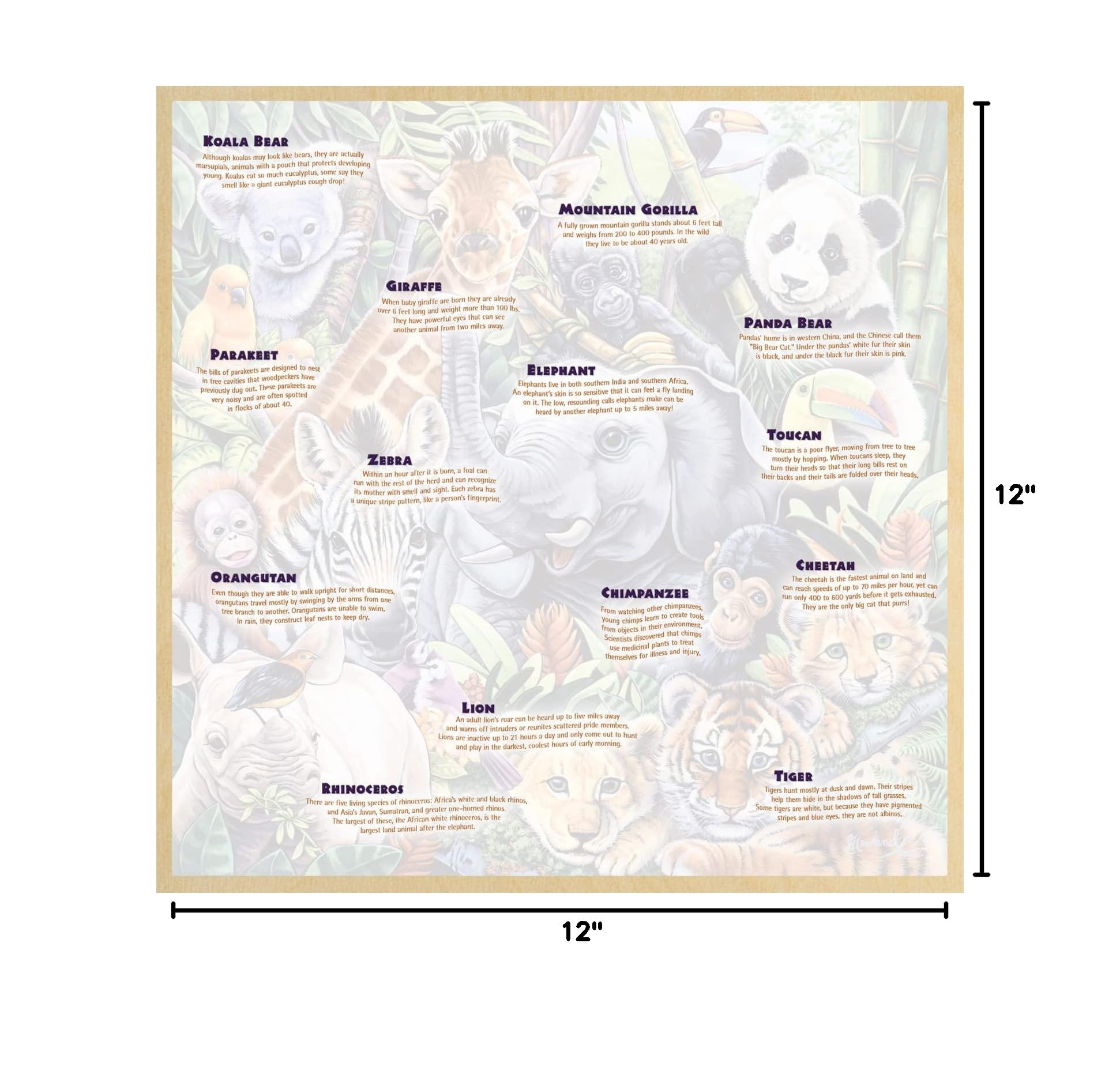 Masterpieces Safari Friends 48-Piece Wooden Jigsaw Puzzle with Hidden Fun Facts