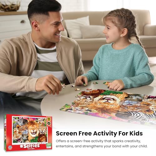 Masterpieces Safari Sillies 200-Piece Jigsaw Puzzle – Animal Selfie Fun for Kids