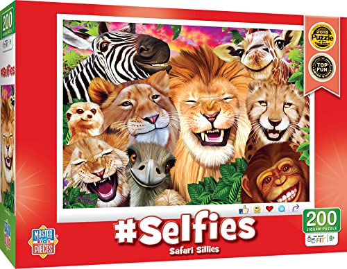 Masterpieces Safari Sillies 200-Piece Jigsaw Puzzle – Animal Selfie Fun for Kids