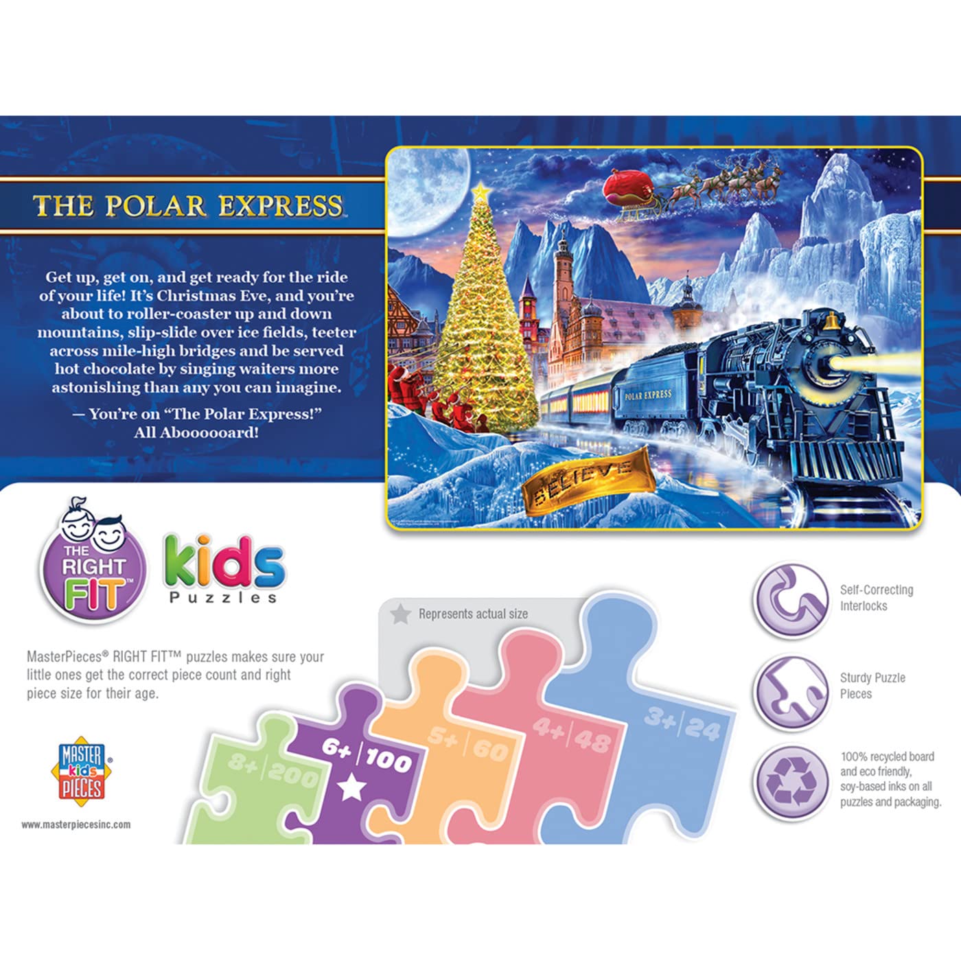 MasterPieces The Polar Express 100-Piece Jigsaw Puzzle – 14x19 Inch Christmas Puzzle for Kids