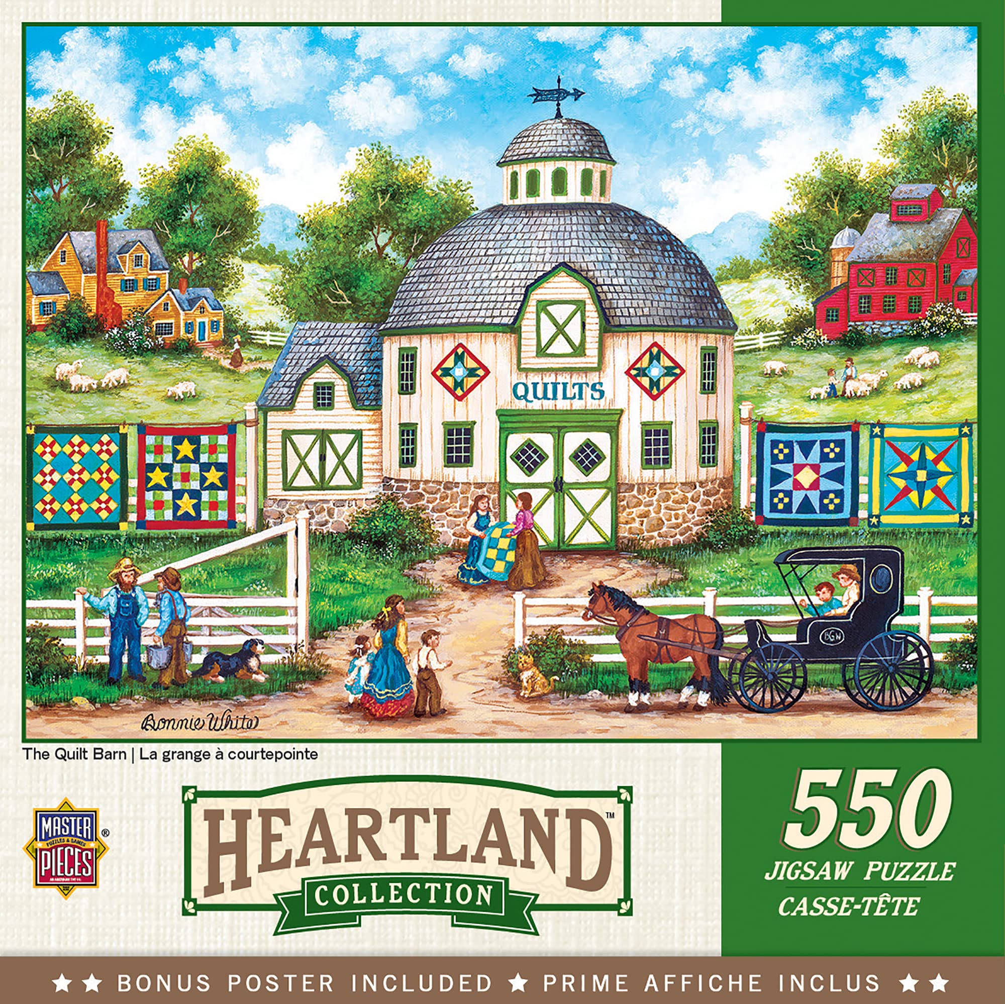 MasterPieces The Quilt Barn 550-Piece Jigsaw Puzzle – Folk Art by Bonnie White, 18x24 Inches