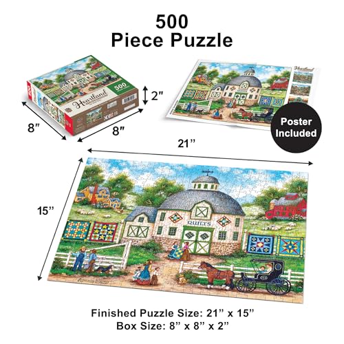 MasterPieces The Quilt Barn 550-Piece Jigsaw Puzzle – Folk Art by Bonnie White, 18x24 Inches