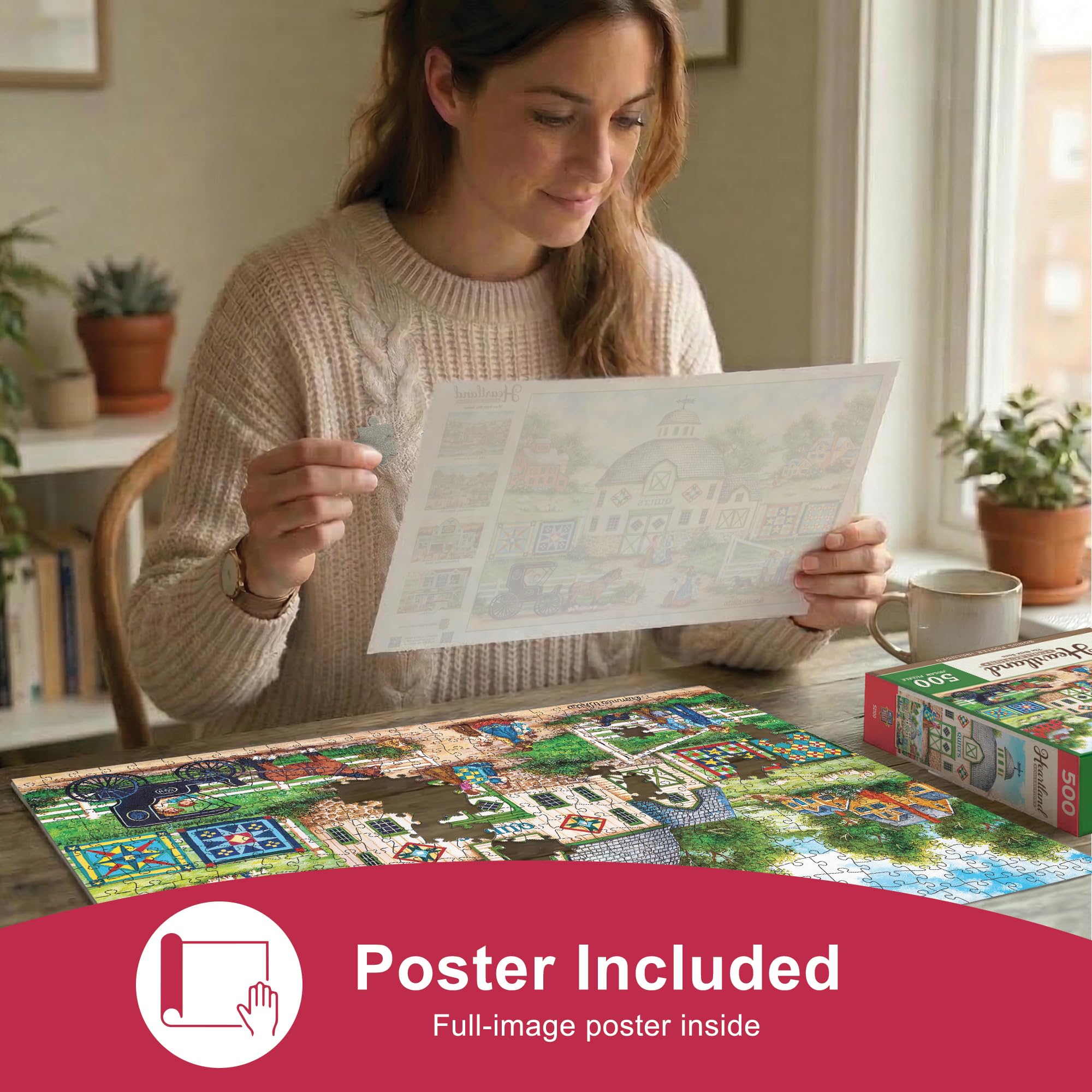 MasterPieces The Quilt Barn 550-Piece Jigsaw Puzzle – Folk Art by Bonnie White, 18x24 Inches
