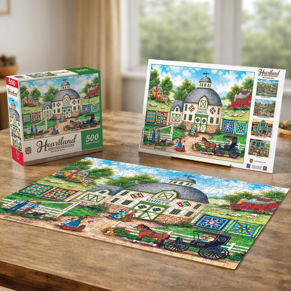 MasterPieces The Quilt Barn 550-Piece Jigsaw Puzzle – Folk Art by Bonnie White, 18x24 Inches