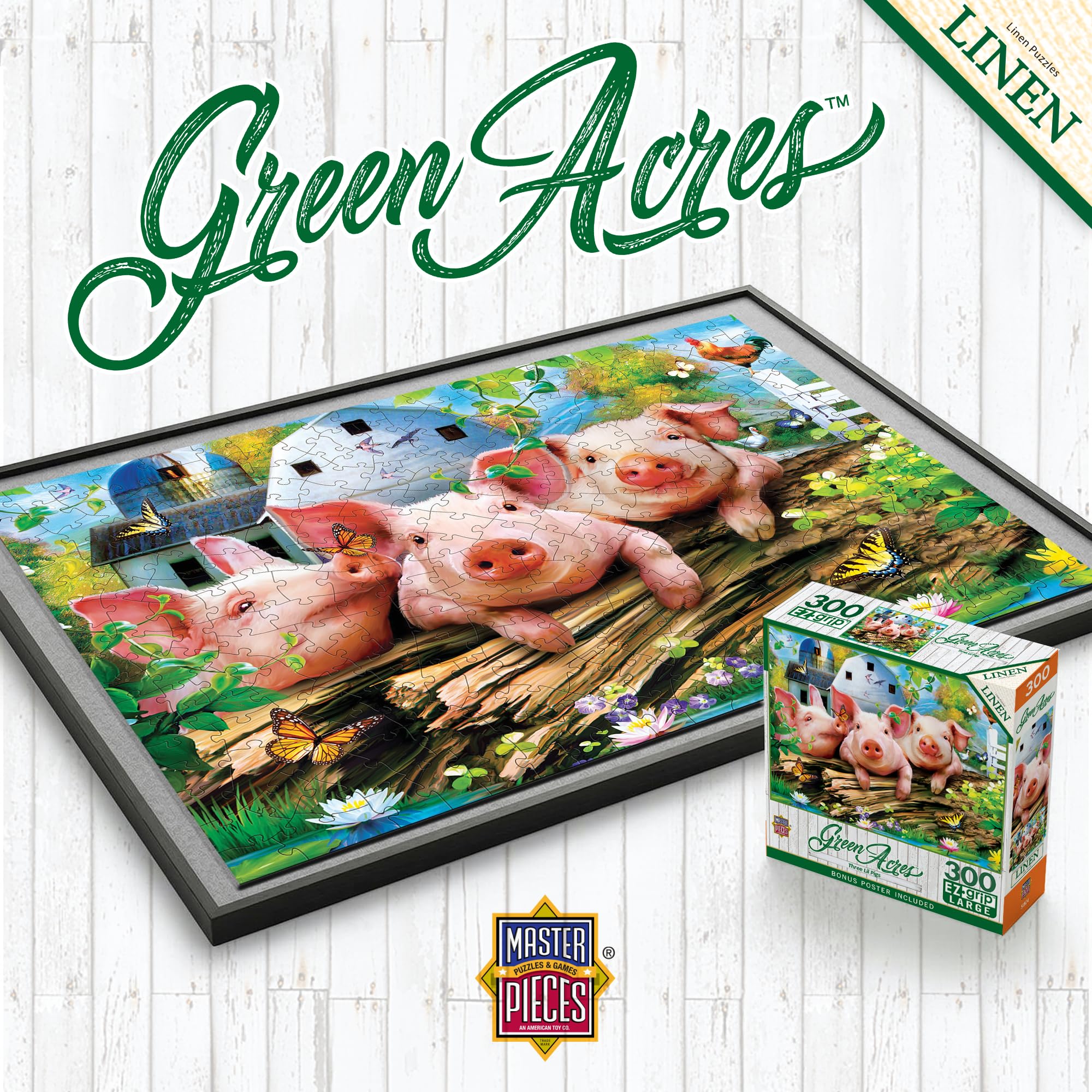 MasterPieces Three Lil’ Pigs 300-Piece Jigsaw Puzzle – Large EZ Grip Pieces for Kids, Seniors, and Family Fun