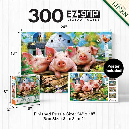 MasterPieces Three Lil’ Pigs 300-Piece Jigsaw Puzzle – Large EZ Grip Pieces for Kids, Seniors, and Family Fun