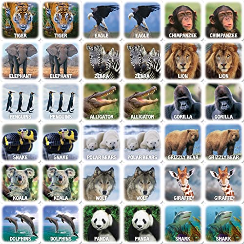 MasterPieces World of Animals Matching Game – 18 Sets of Cards for Ages 3+