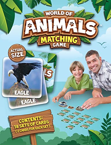 MasterPieces World of Animals Matching Game – 18 Sets of Cards for Ages 3+