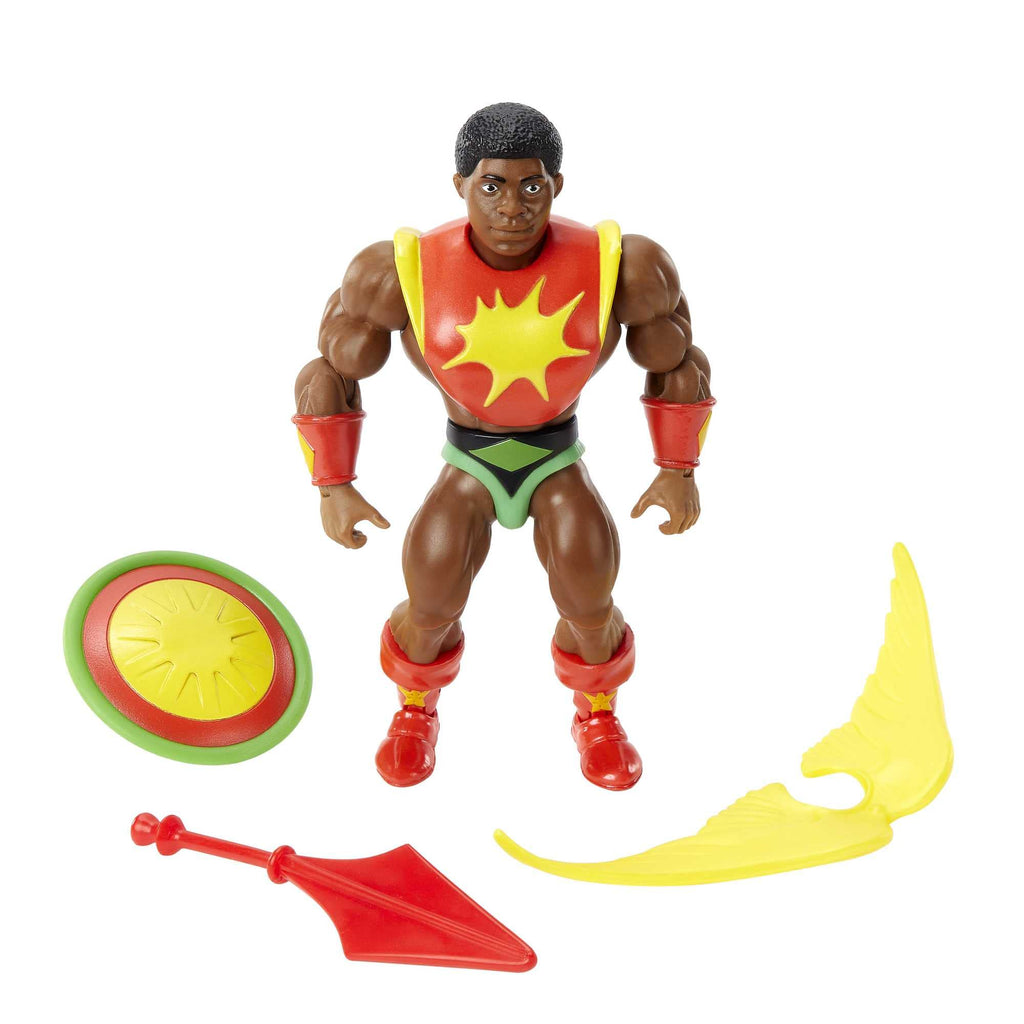 Masters of the Universe Origins Sun-Man Action Figure, 5.5-Inch with 16 Joints and Comic Book