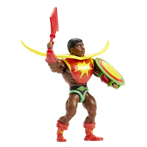 Masters of the Universe Origins Sun-Man Action Figure, 5.5-Inch with 16 Joints and Comic Book
