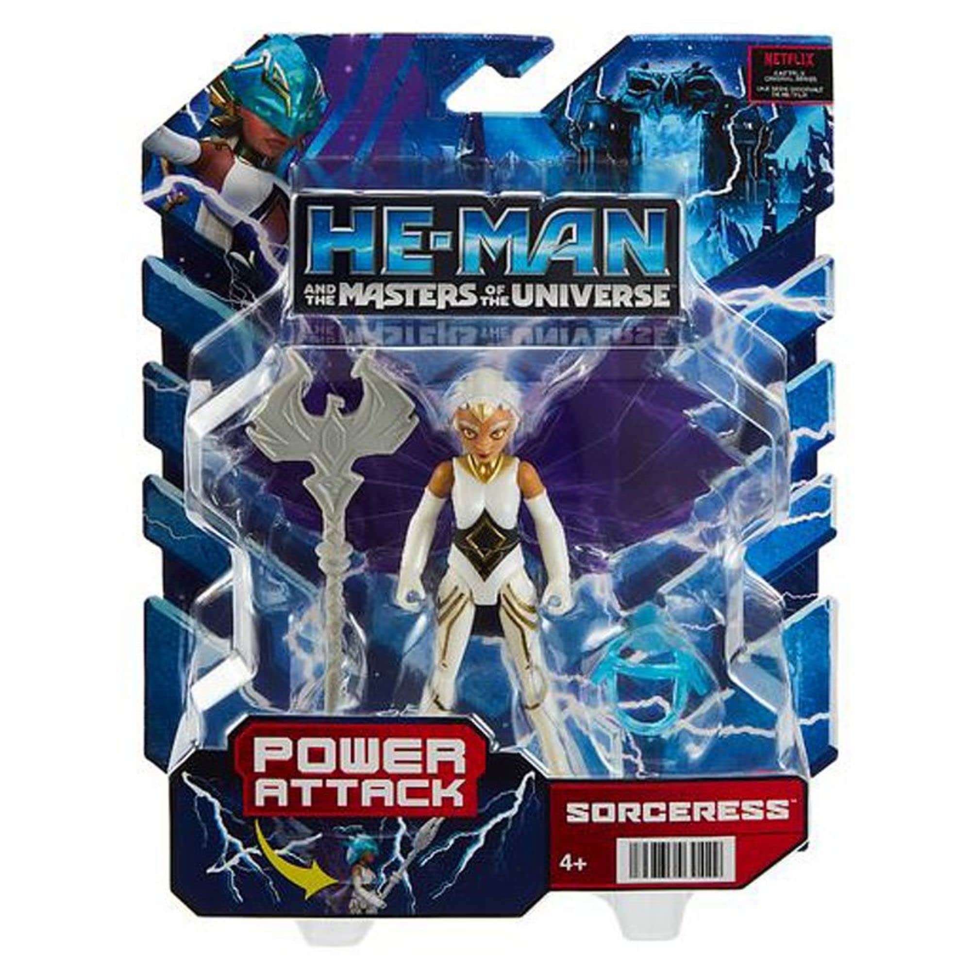 Masters of the Universe Sorceress Action Figure – 5.5-Inch Articulated Toy with Spring-Loaded Attack, Helmet & Staff, Ages 4+