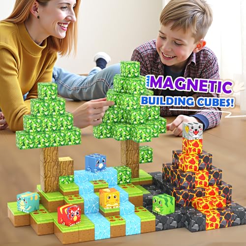 Matchtiles Magnetic Dinosaur Building Set with 5 UV-Reactive Tiles for Ages 3+