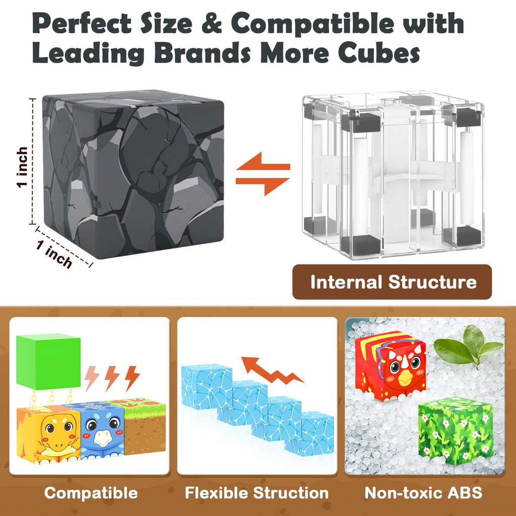 Matchtiles Magnetic Dinosaur Building Set with 5 UV-Reactive Tiles for Ages 3+