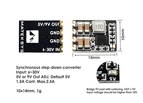 Matek Micro BEC Adjustable Step-Down Regulator 6-30V to 5V/9V 1.5A for FPV Quadcopters
