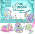 MATHARAGO Dinosaur Diamond Painting Keychain Kit - 5D Gems, 5 DIY Keychains for Kids Ages 6-12