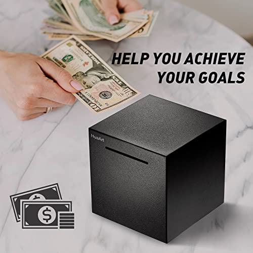 Matte Black Stainless Steel Piggy Bank for Adults – 4.72 Inch, Destroy-to-Open