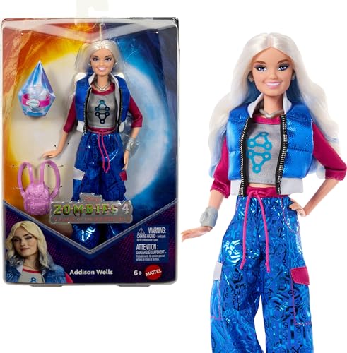 Mattel Disney Zombies 4: Dawn of the Vampires Addison Wells Doll - 11 Bendable Joints, Removable Outfit & 6 Accessories