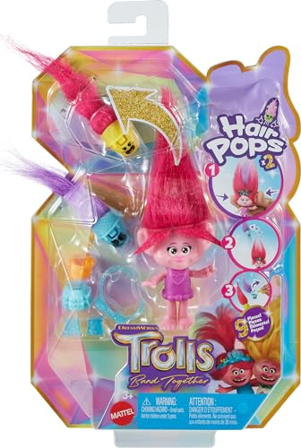 Mattel DreamWorks Trolls Band Together Hair Pops Queen Poppy Doll with Surprise Accessories