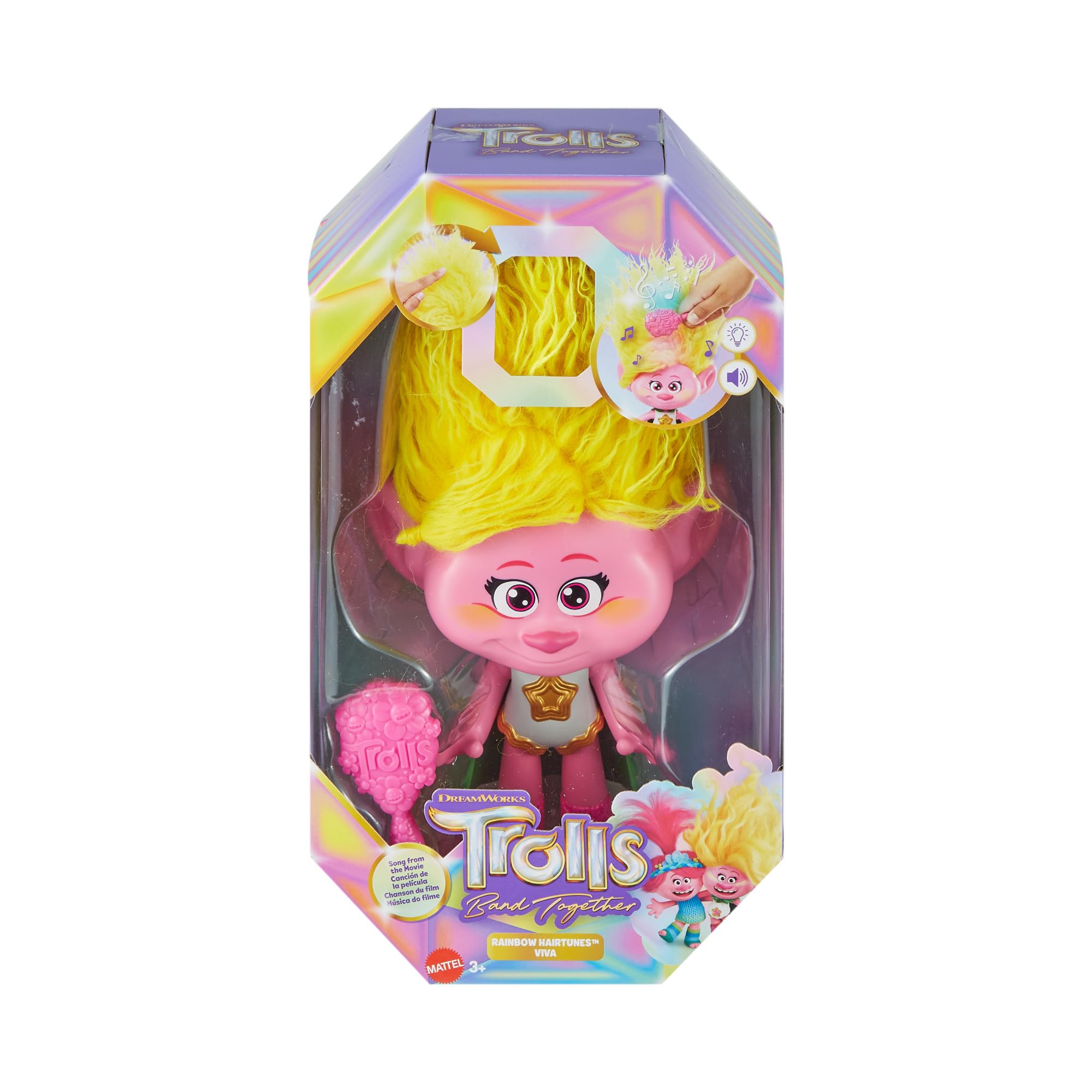 Mattel DreamWorks Trolls Rainbow HairTunes Viva Doll – Light-Up Hair with Music and Sounds