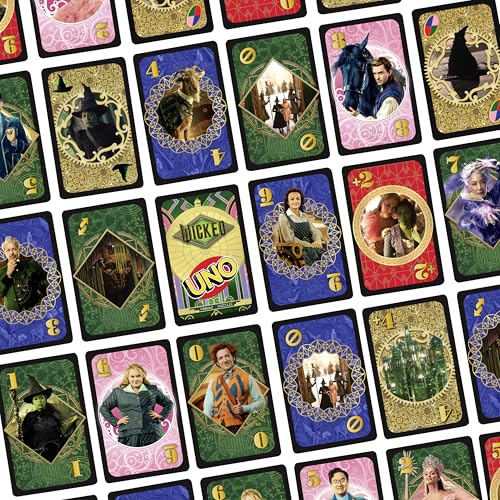 Mattel Games UNO Wicked Card Game – Wicked-Themed Deck with Defy Gravity Rule