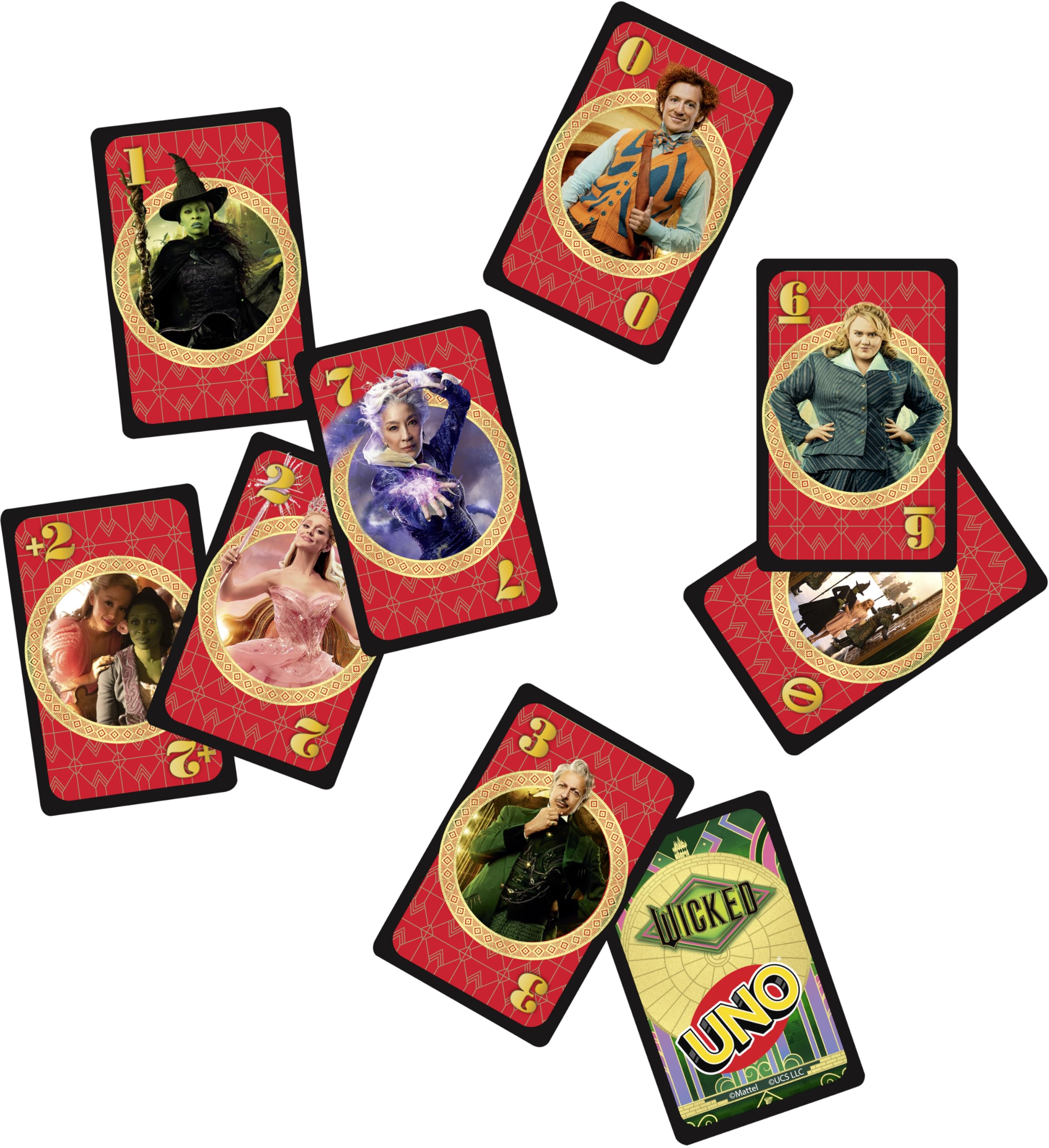 Mattel Games UNO Wicked Card Game – Wicked-Themed Deck with Defy Gravity Rule