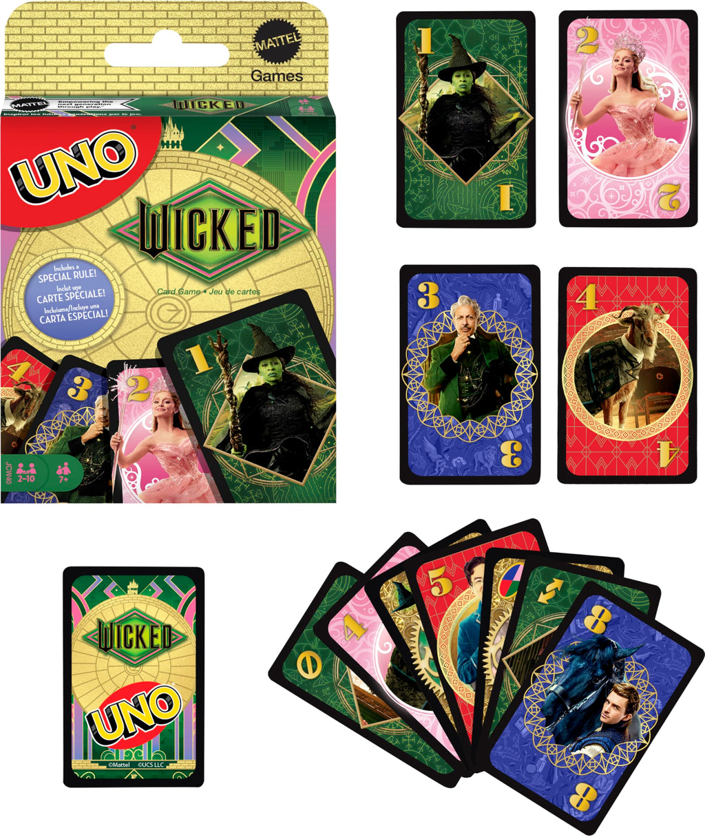 Mattel Games UNO Wicked Card Game – Wicked-Themed Deck with Defy Gravity Rule