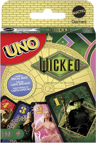 Mattel Games UNO Wicked Card Game – Wicked-Themed Deck with Defy Gravity Rule