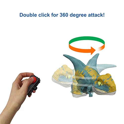 Mattel Jurassic World Dominion Click Tracker Velociraptor 'Blue' Dinosaur Toy with Clicker-Controlled Motion & Sound