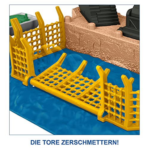 Mattel Jurassic World Dominion Minis Mosasaurus Mayhem Playset with Launcher, Break-Apart Features, and 2 Dinosaur Figures