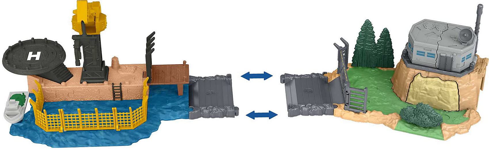 Mattel Jurassic World Dominion Minis Mosasaurus Mayhem Playset with Launcher, Break-Apart Features, and 2 Dinosaur Figures