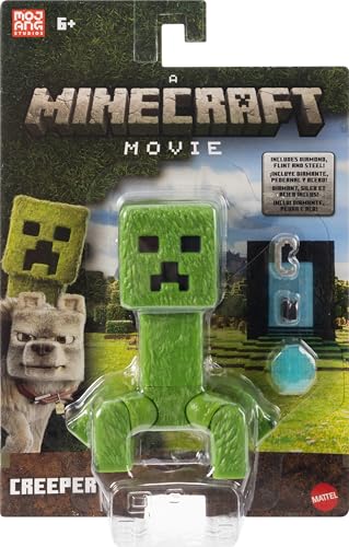 Mattel Minecraft Creeper Action Figure, 4-Inch Posable Collectible with Movie-Inspired Accessories