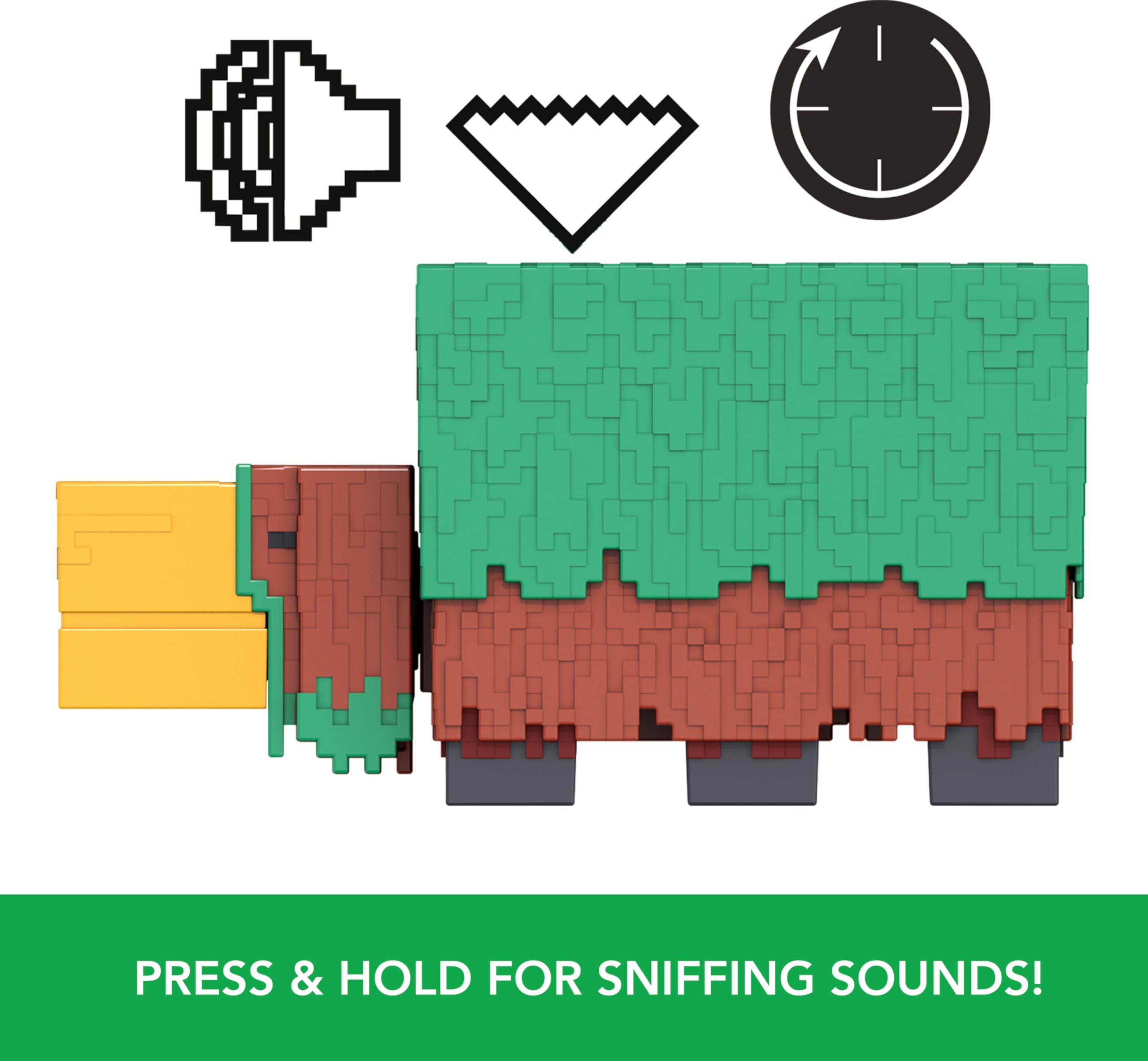 Mattel Minecraft Sniffer Action Figure – 3.25-Inch Collectible with Game-Accurate Sounds, Pixelated Design, Ages 6+