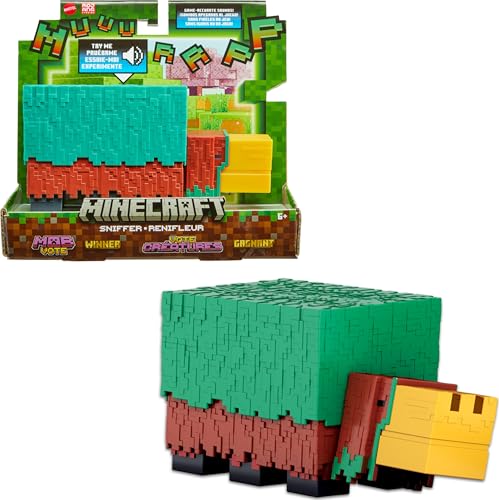 Mattel Minecraft Sniffer Action Figure – 3.25-Inch Collectible with Game-Accurate Sounds, Pixelated Design, Ages 6+