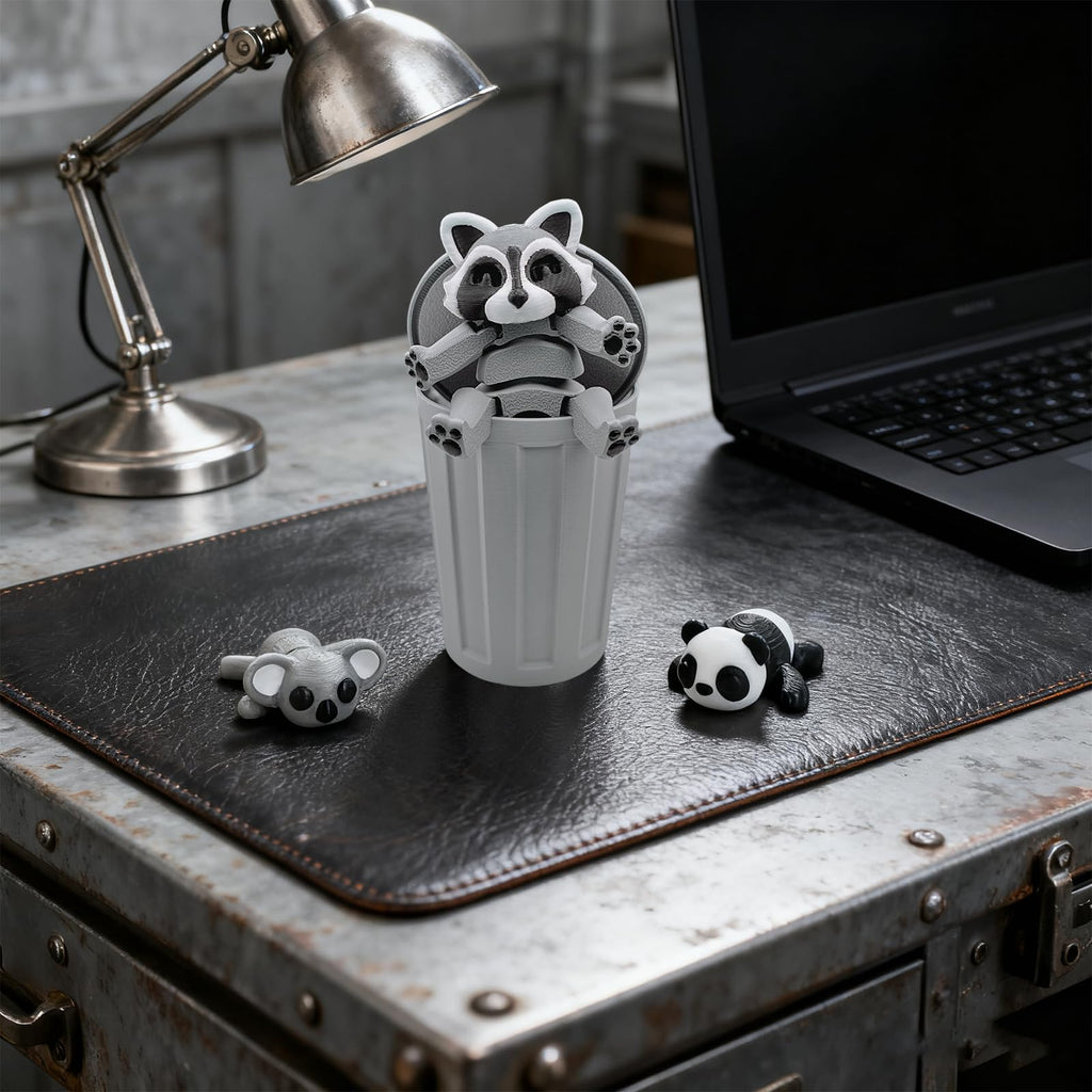 MAVLENT 3D Printed Articulated Raccoon, Panda & Koala Set – Poseable Desk Decor and Stress Reliever