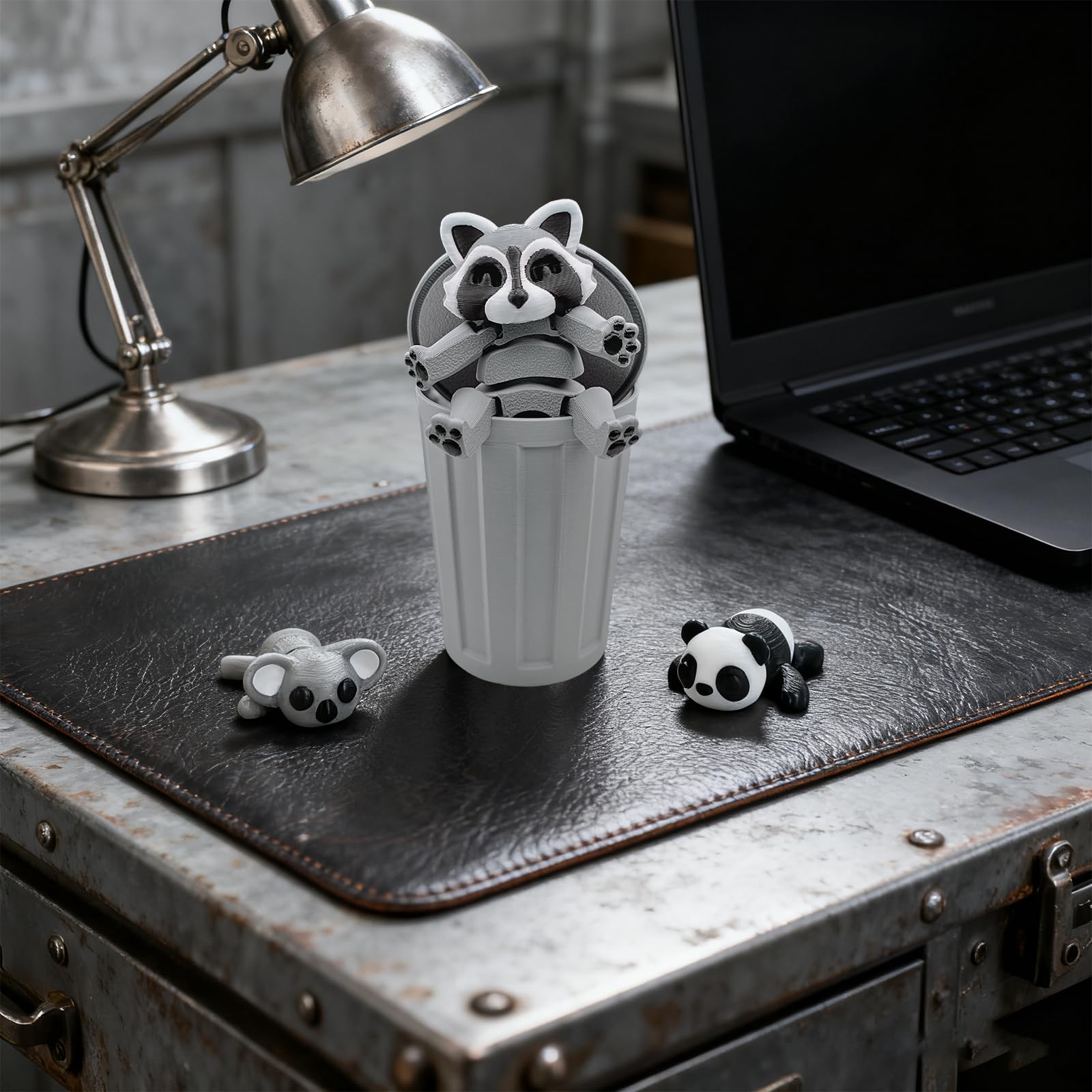 MAVLENT 3D Printed Articulated Raccoon, Panda & Koala Set – Poseable Desk Decor and Stress Reliever