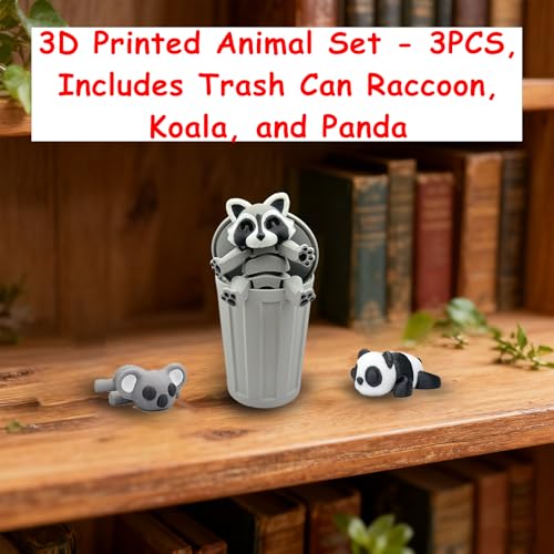 MAVLENT 3D Printed Articulated Raccoon, Panda & Koala Set – Poseable Desk Decor and Stress Reliever