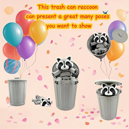 MAVLENT 3D Printed Raccoon Fidget Toy with Trashcan – Articulated Desk Decor for Adults