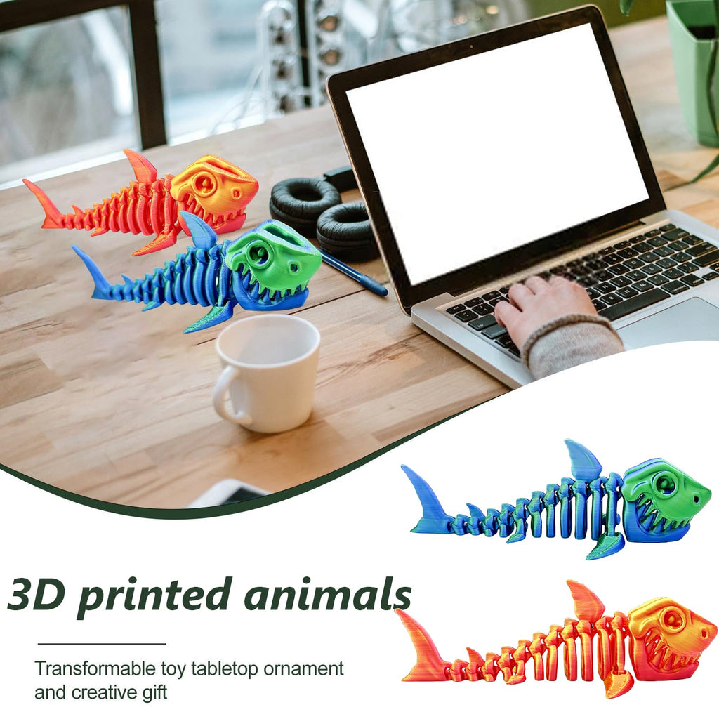 MAVLENT 3D Printed Shark Fidget Toys - 2-Pack Articulated Desk Decor for Adults