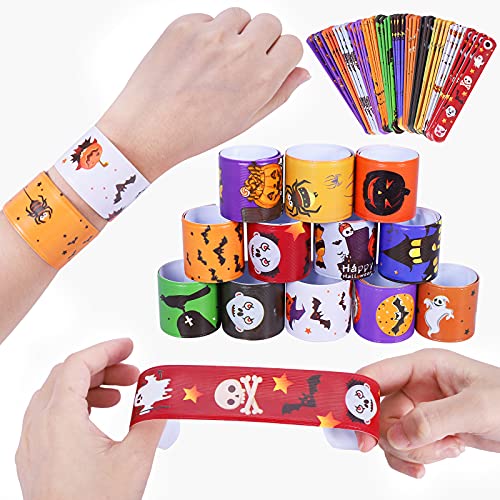 Max Fun 48pcs Halloween Slap Bracelets Party Favors for Kids, 12 Designs