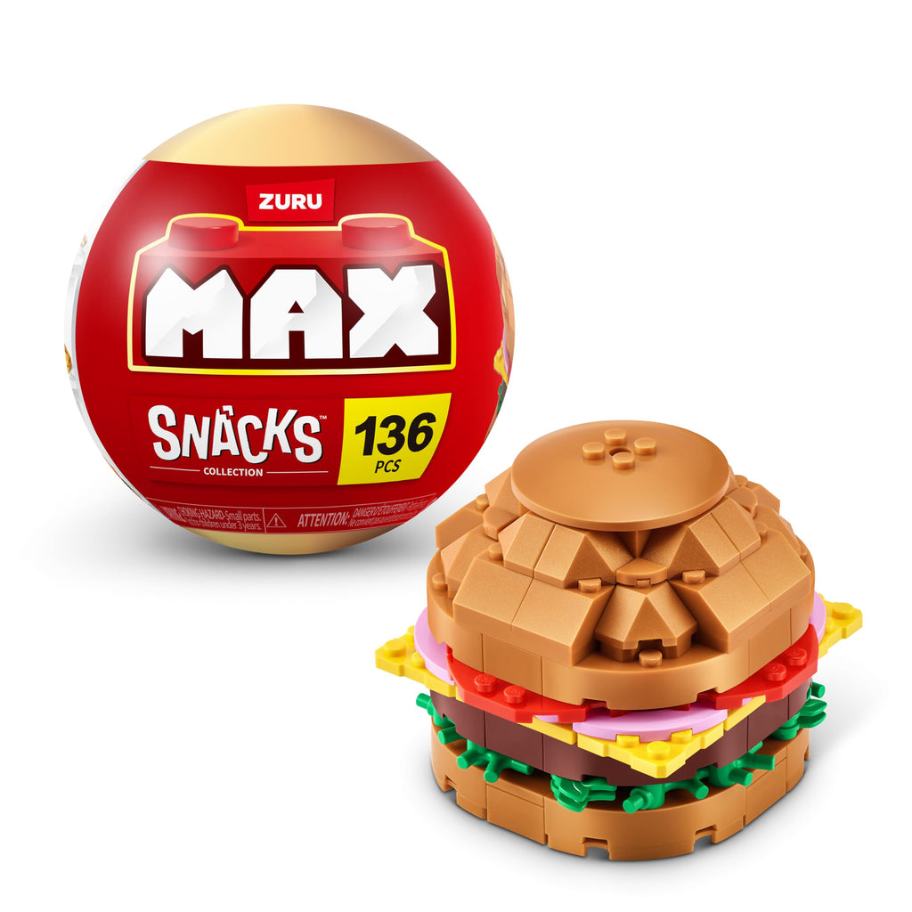 MAX Premium Snacks Building Bricks: Hamburger Model – 200 Pieces, Compatible with Leading Brands